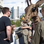VIP Puppets baby giraffe on The Flyover